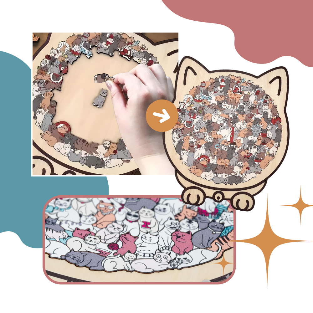 Puzzle en bois relaxant chat - Ozerty