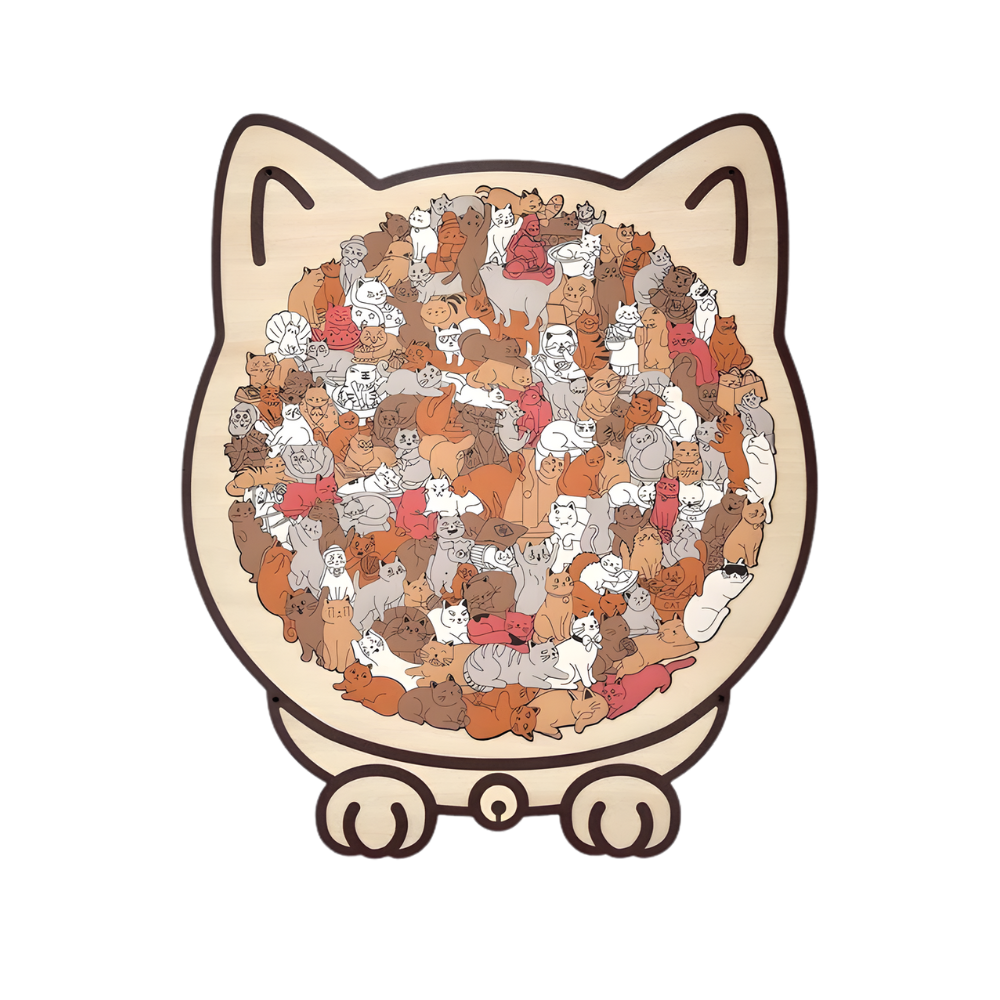 Puzzle en bois relaxant chat -Chat chaleureux - Ozerty