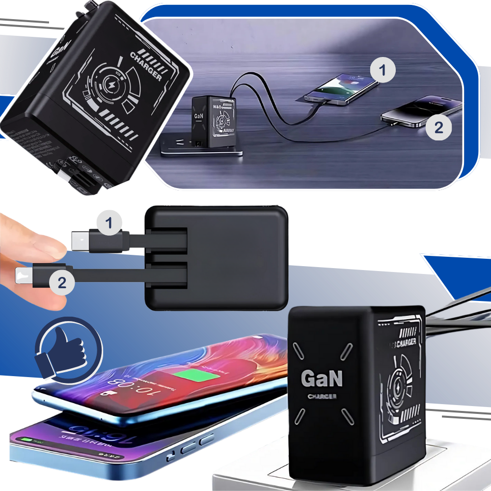 Chargeur mural double à câble rétractable - Ozerty