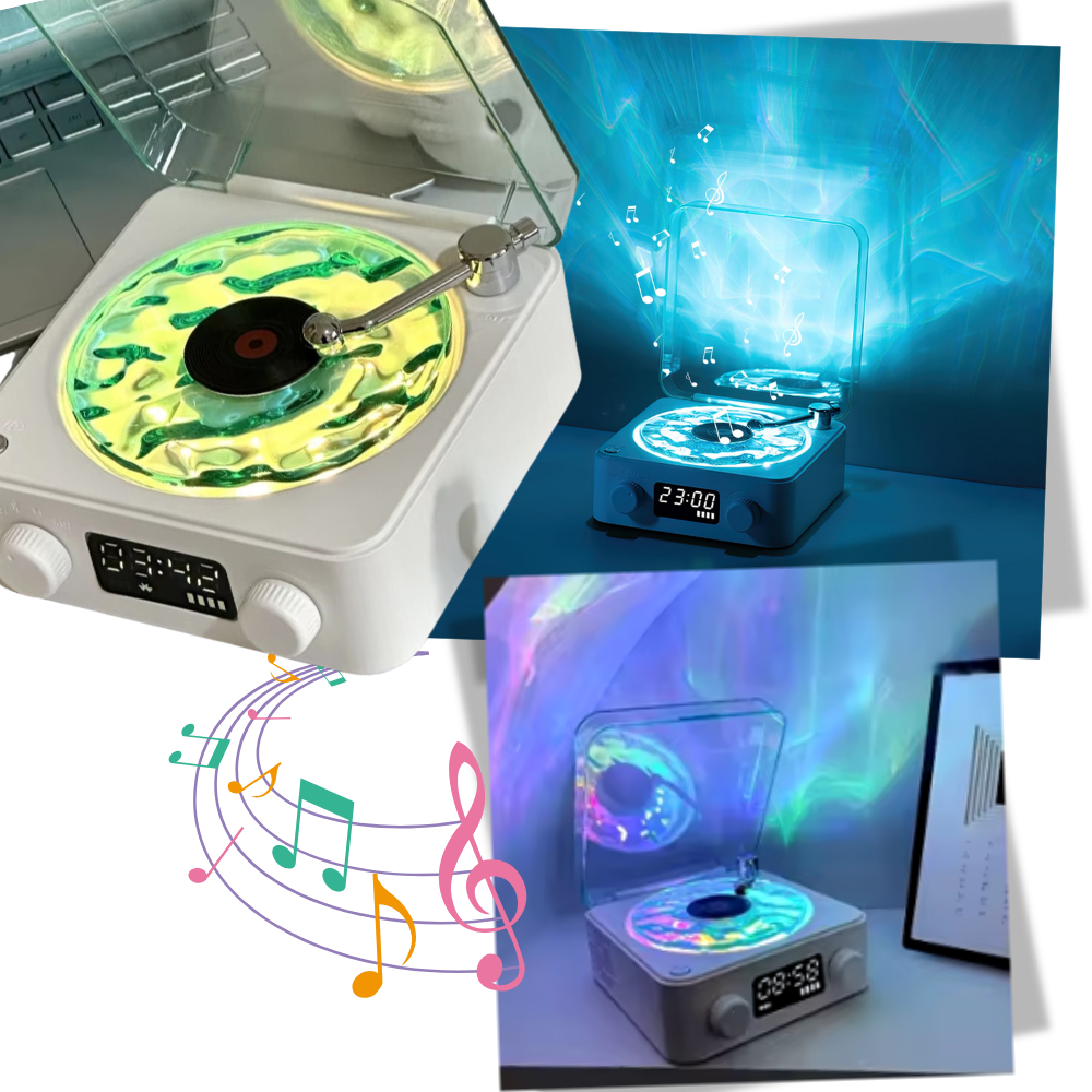 Lecteur vinyle avec effets visuels rétro - Ozerty