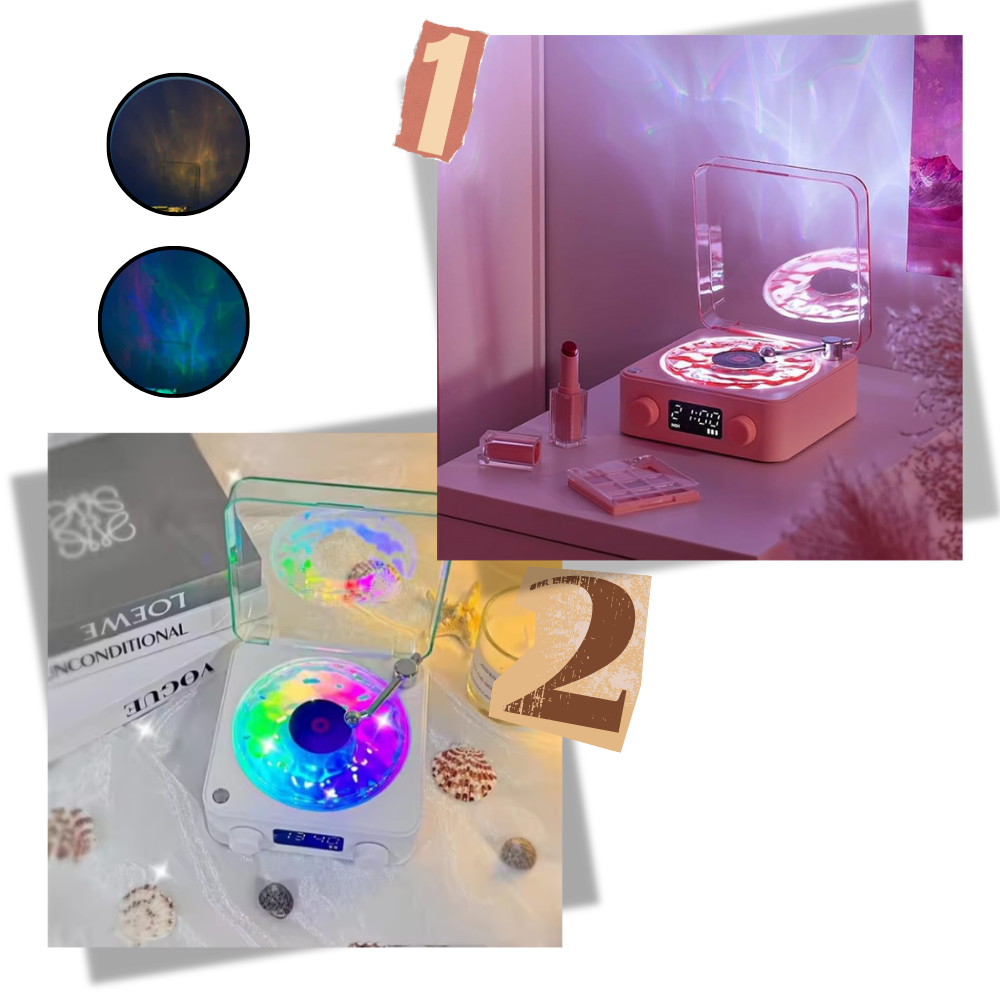 Lecteur vinyle avec effets visuels rétro - Ozerty