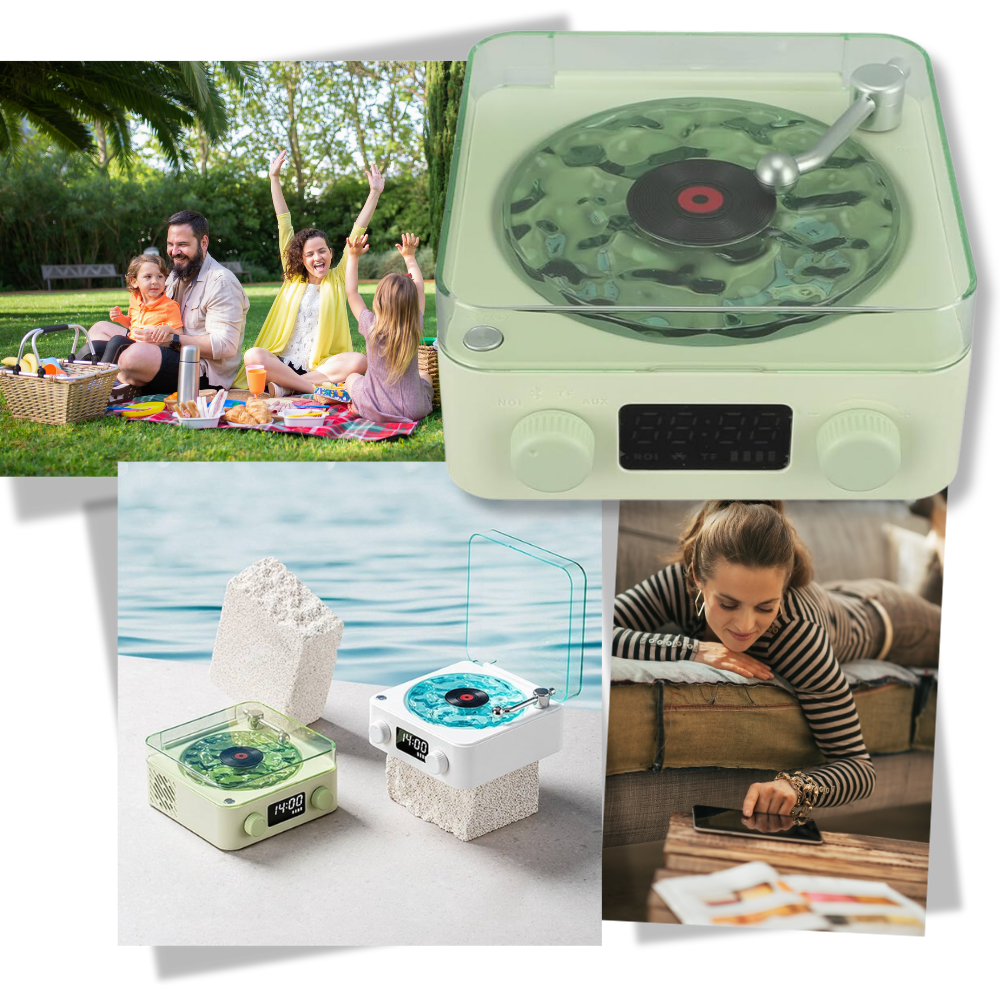 Lecteur vinyle avec effets visuels rétro - Ozerty