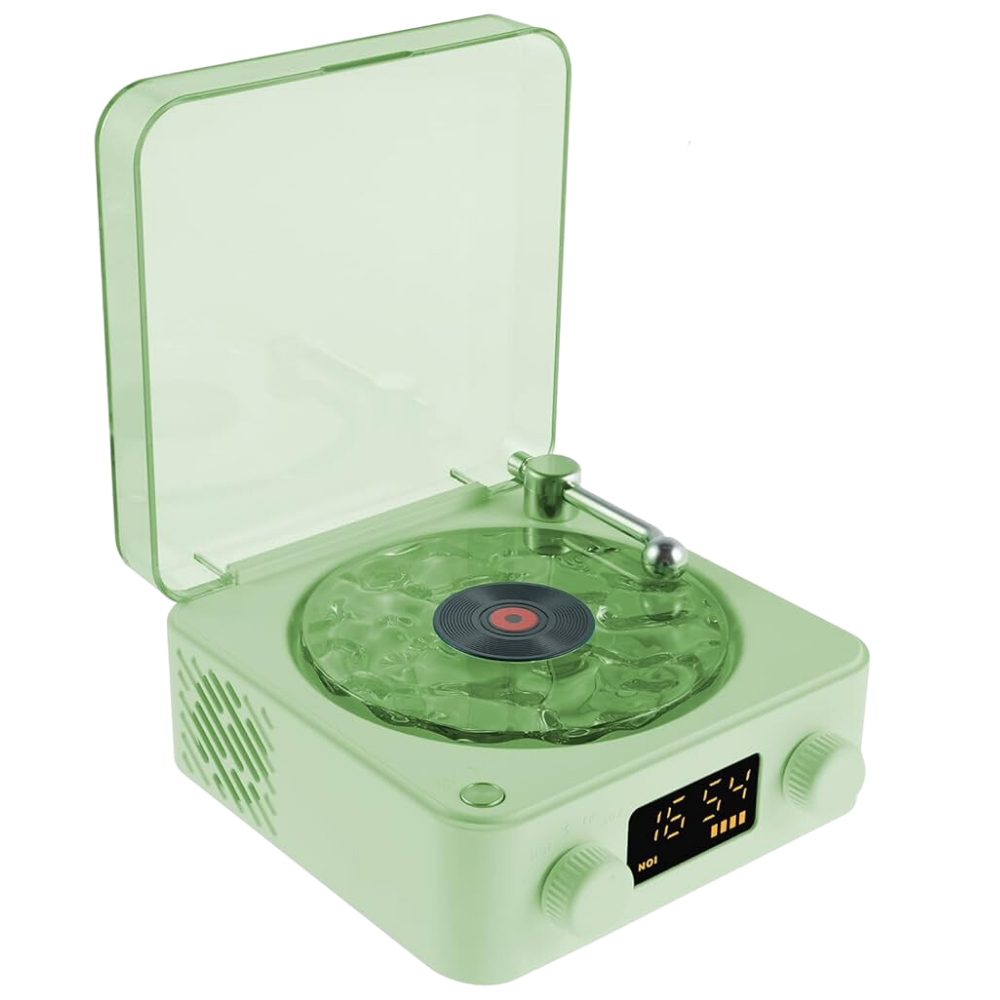 Lecteur vinyle avec effets visuels rétro -Vert - Ozerty