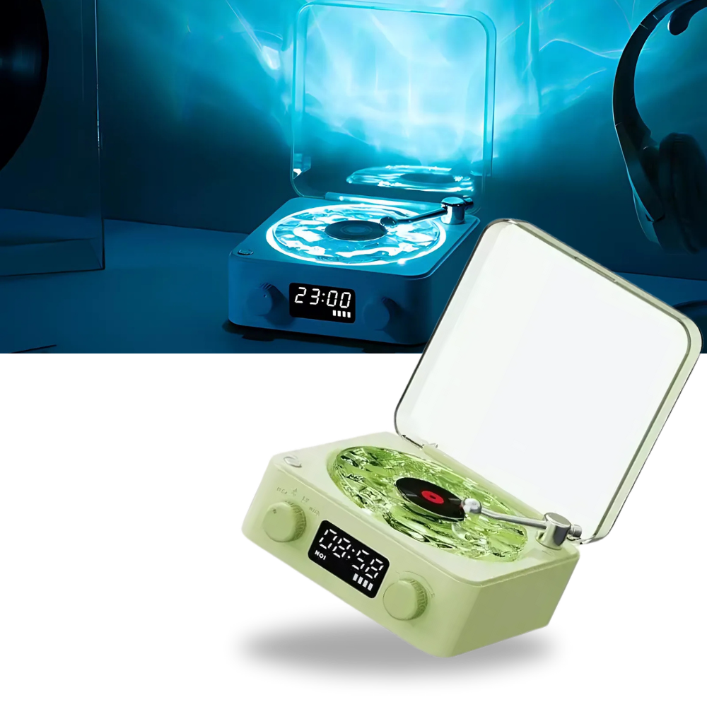 Lecteur vinyle avec effets visuels rétro - Ozerty