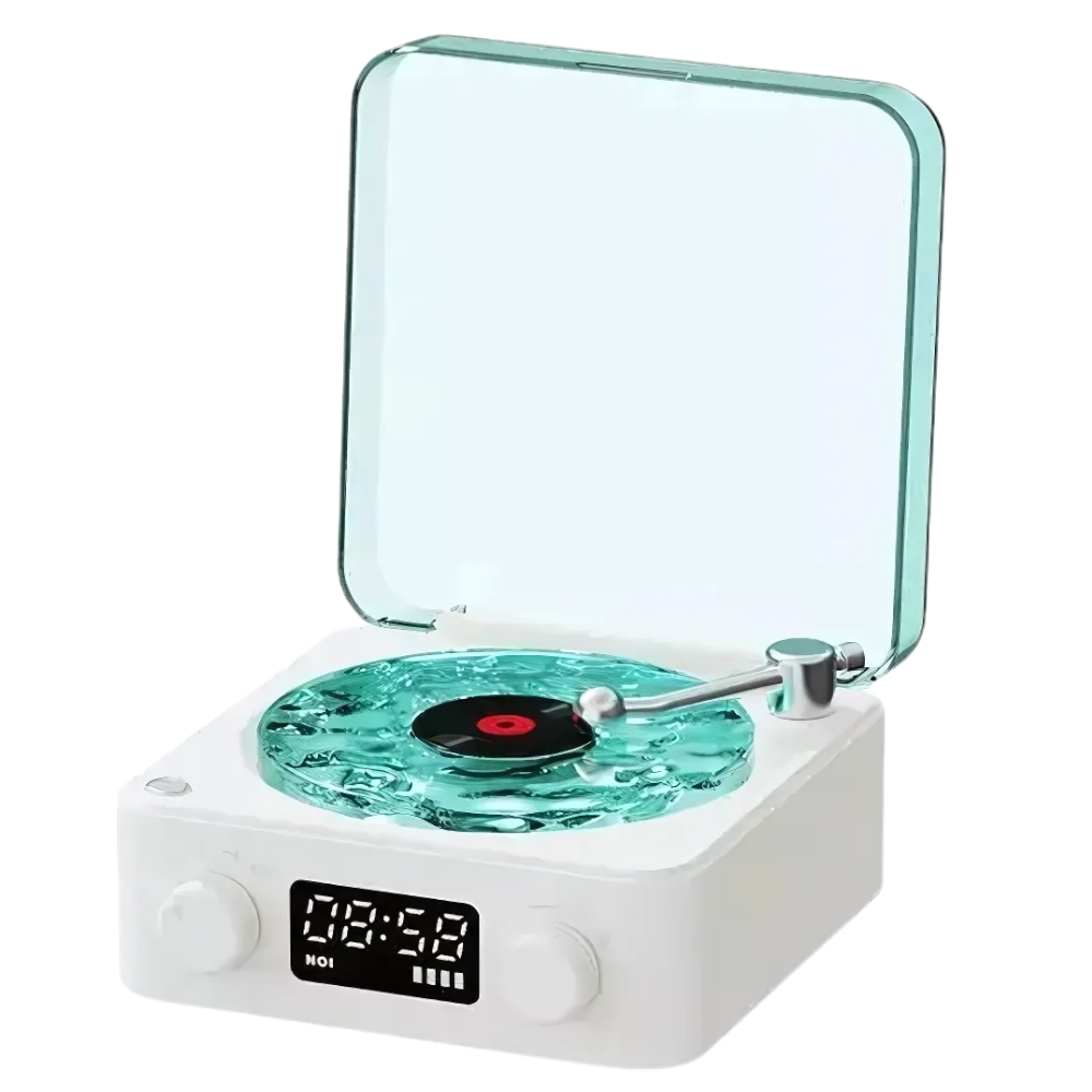 Lecteur vinyle avec effets visuels rétro -Blanc - Ozerty