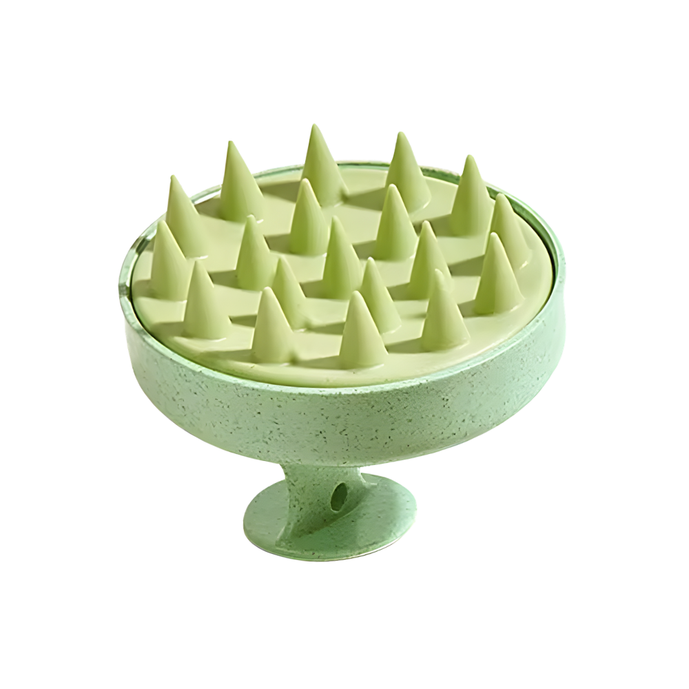 Brosse de massage en silicone pour le cuir chevelu -Vert clair - Ozerty