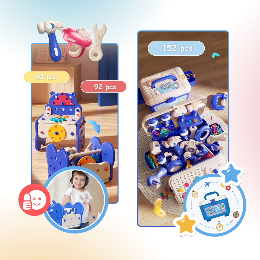 Jouet puzzle à vis avec boîte à outils bricolage - Ozerty