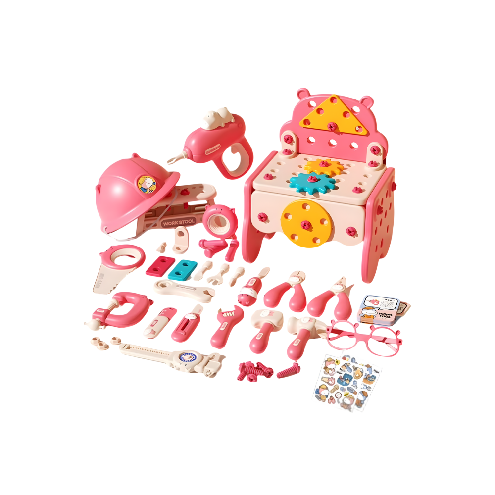 Jouet puzzle à vis avec boîte à outils bricolage -Rose - Ozerty