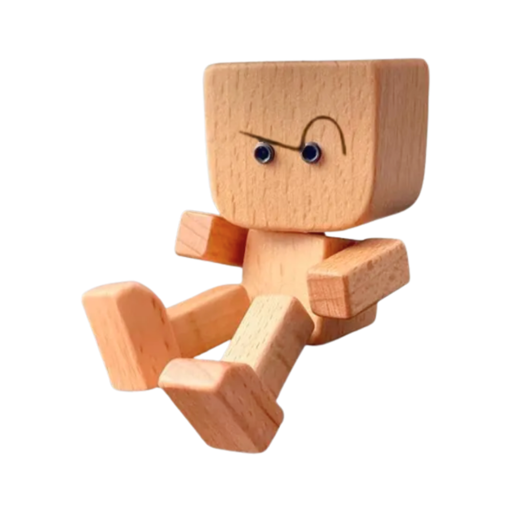 Figurine mobile d'homme en bois -Sourcil supcieux - Ozerty