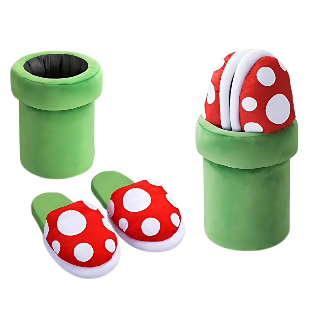 Pantoufles plante piranha de Mario en peluche 
 - Ozerty