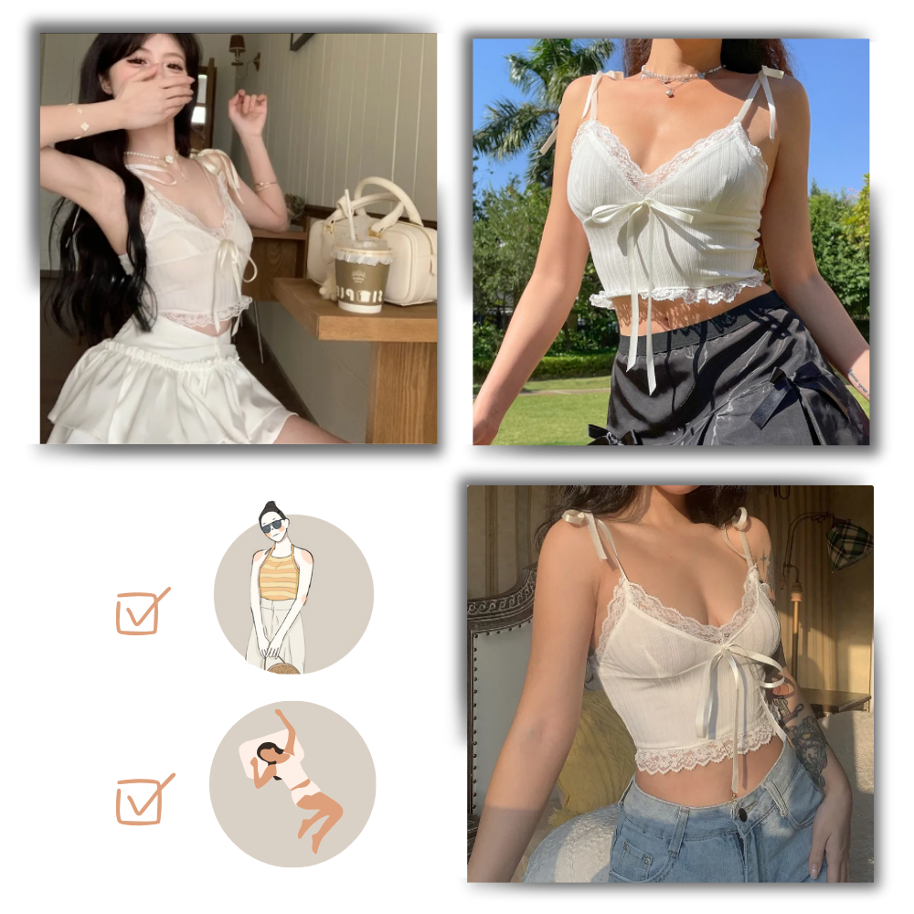 Top court à bordures en dentelle
- Ozerty