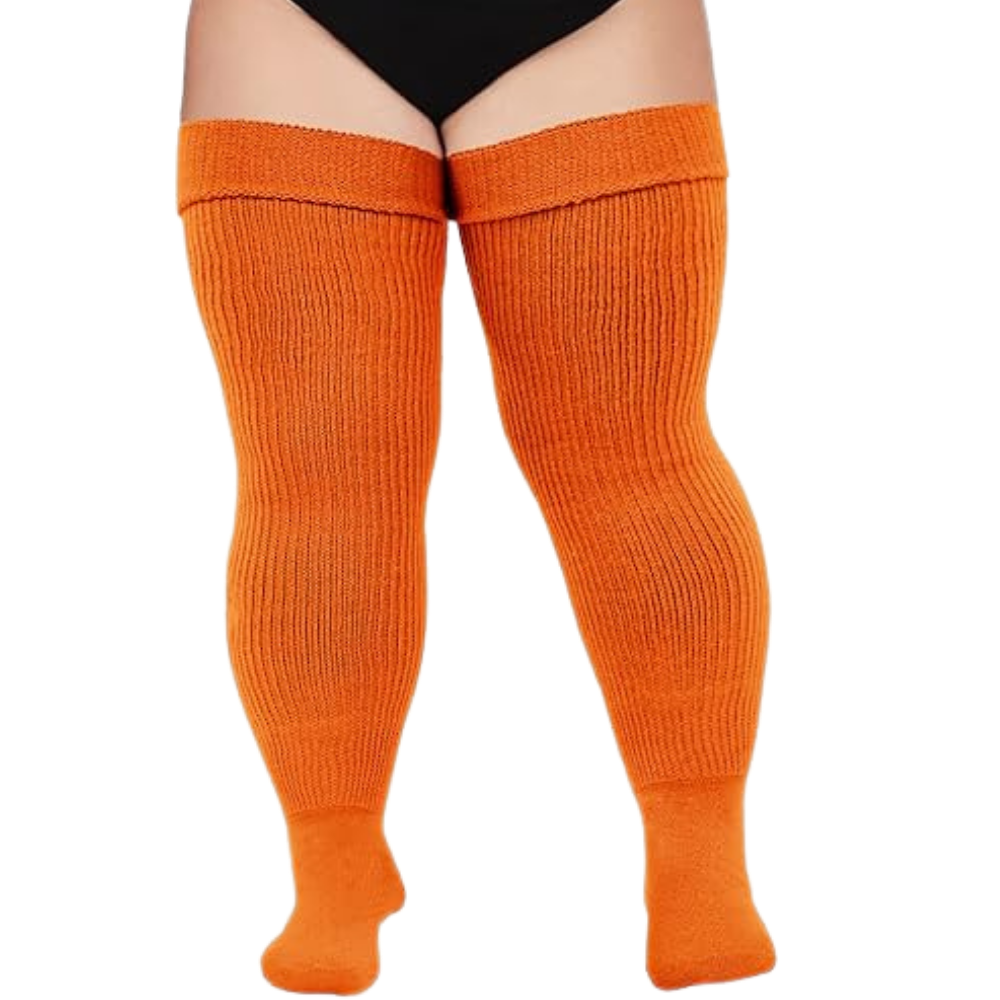 Chaussettes cuissardes renforcées pour femmes -Orange - Ozerty