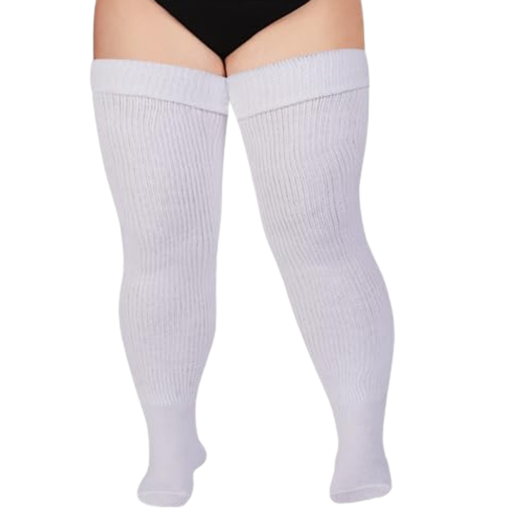 Chaussettes cuissardes renforcées pour femmes -Blanc - Ozerty