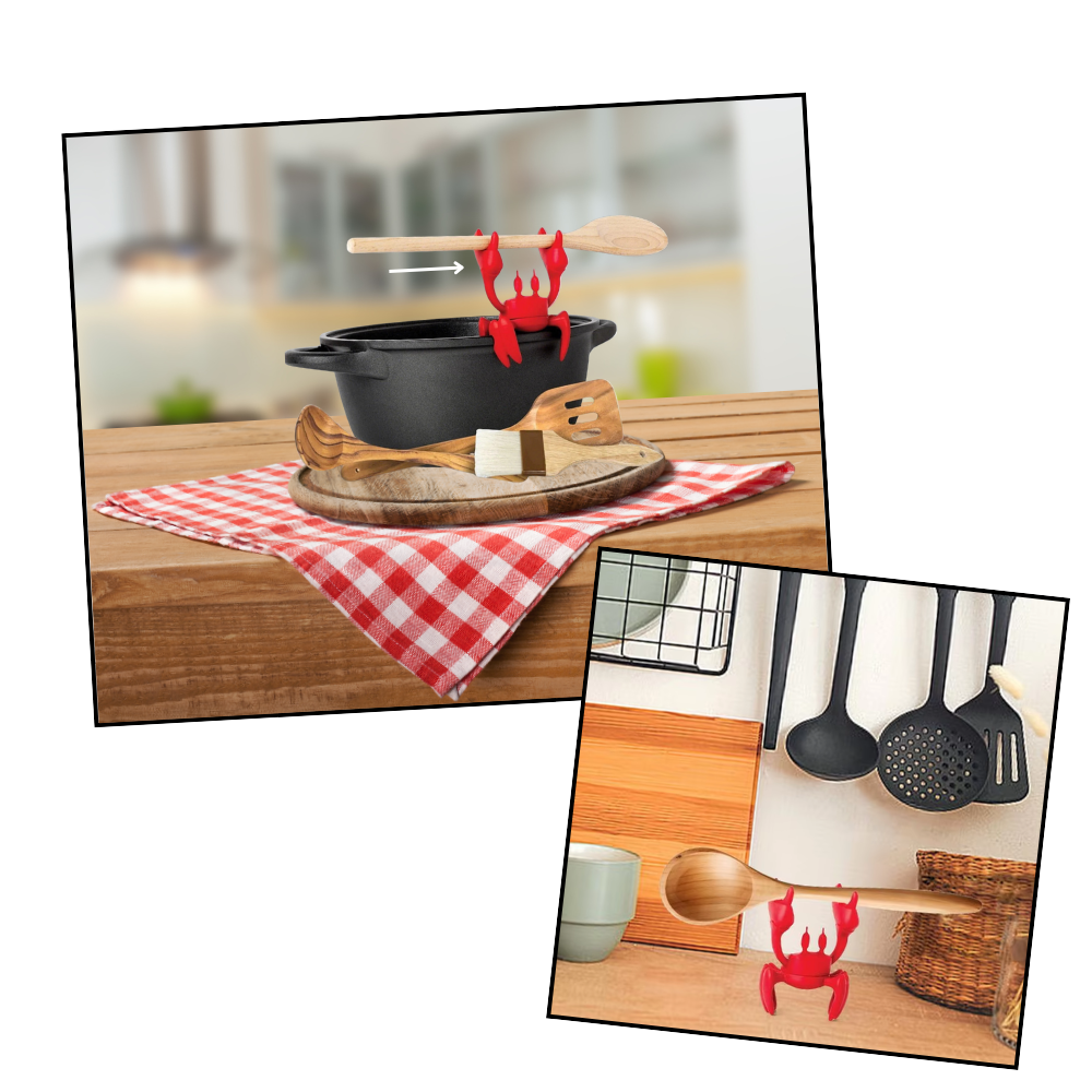 Porte-cuillère antidérapant en forme de crabe amusant - Ozerty