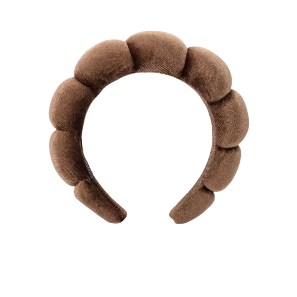 Bandeau en velours rembourré pour les soins de la peau -Café - Ozerty