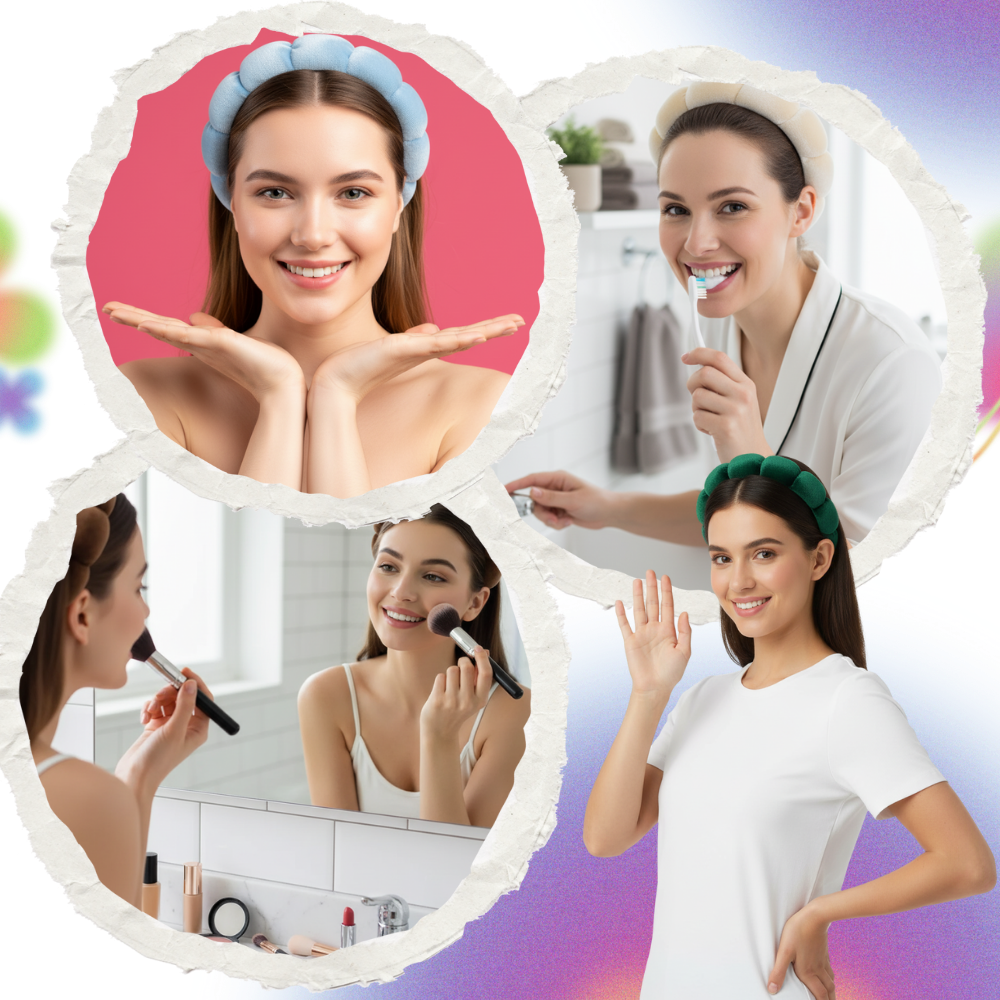 Bandeau en velours rembourré pour les soins de la peau - Ozerty