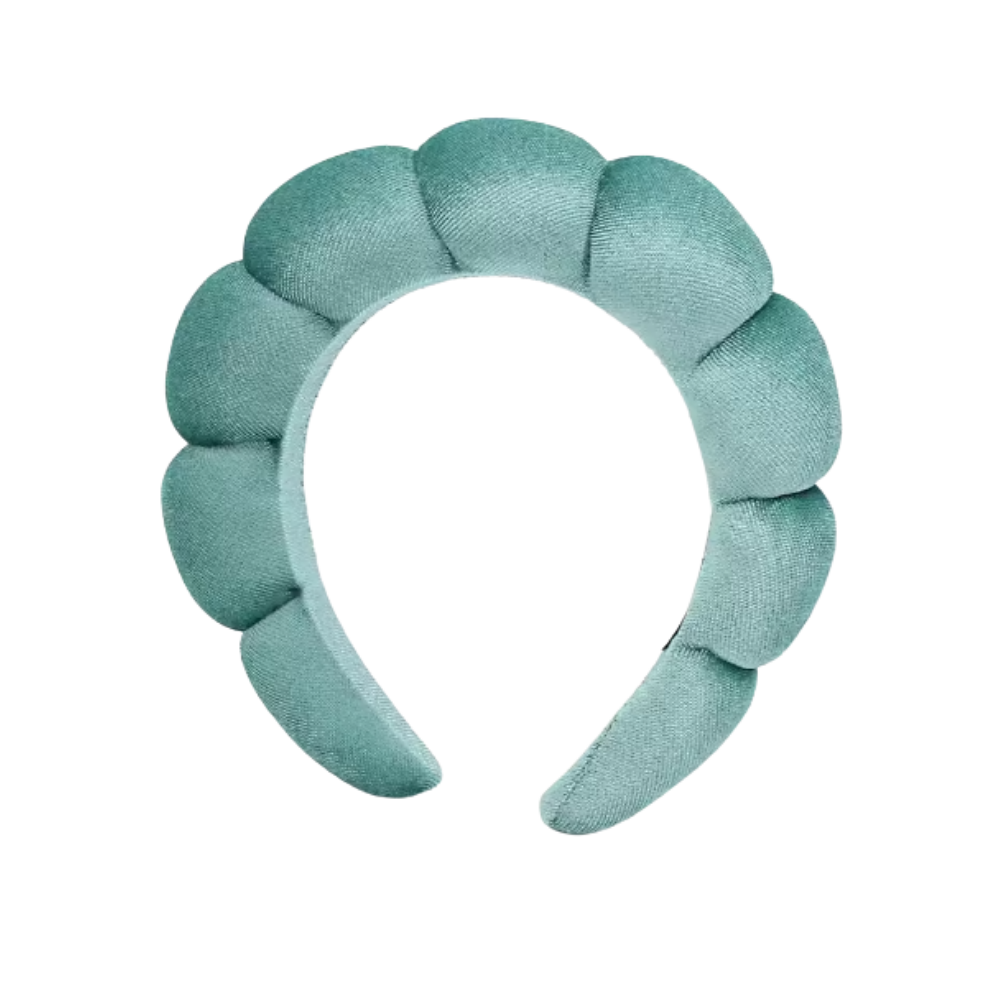 Bandeau en velours rembourré pour les soins de la peau -Turquoise - Ozerty