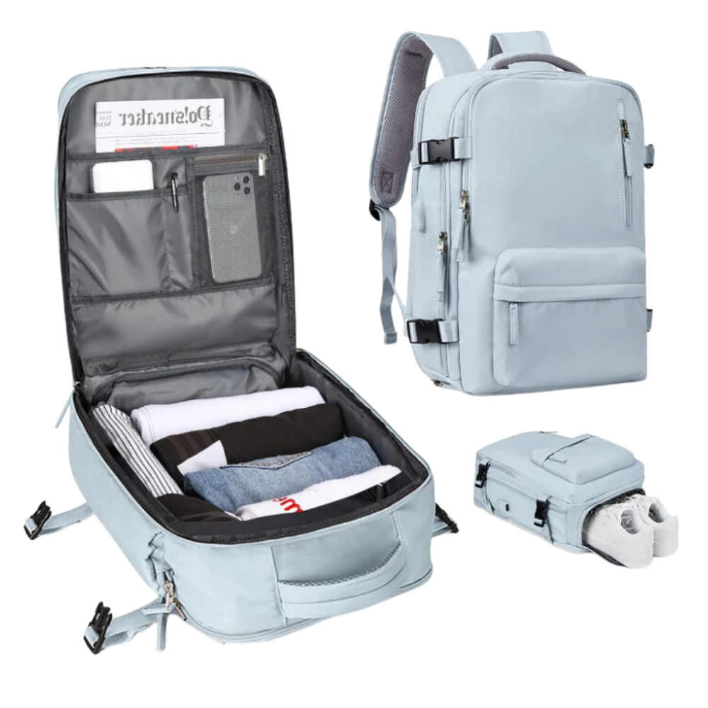 Sac à dos de voyage étanche à chargement USB
-Bleu - Ozerty