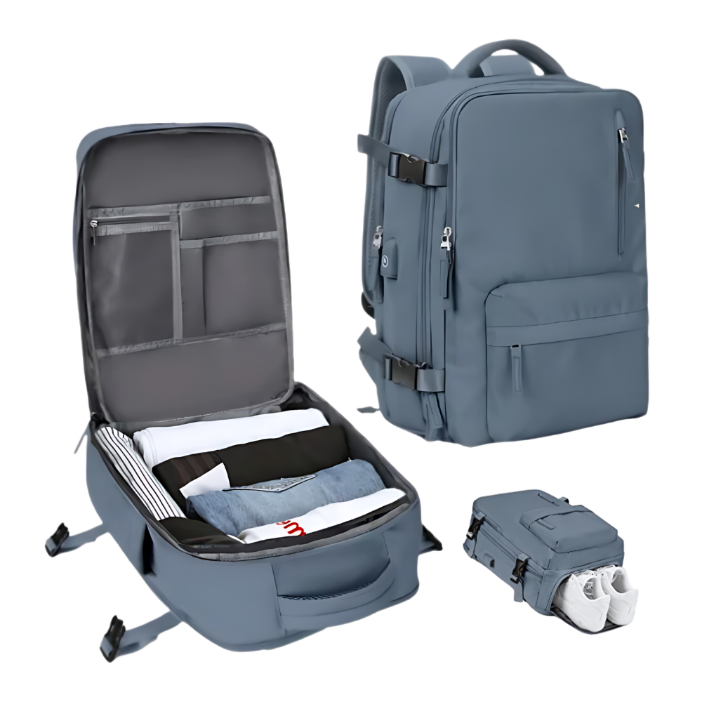 Sac à dos de voyage étanche à chargement USB
-Bleu marine - Ozerty