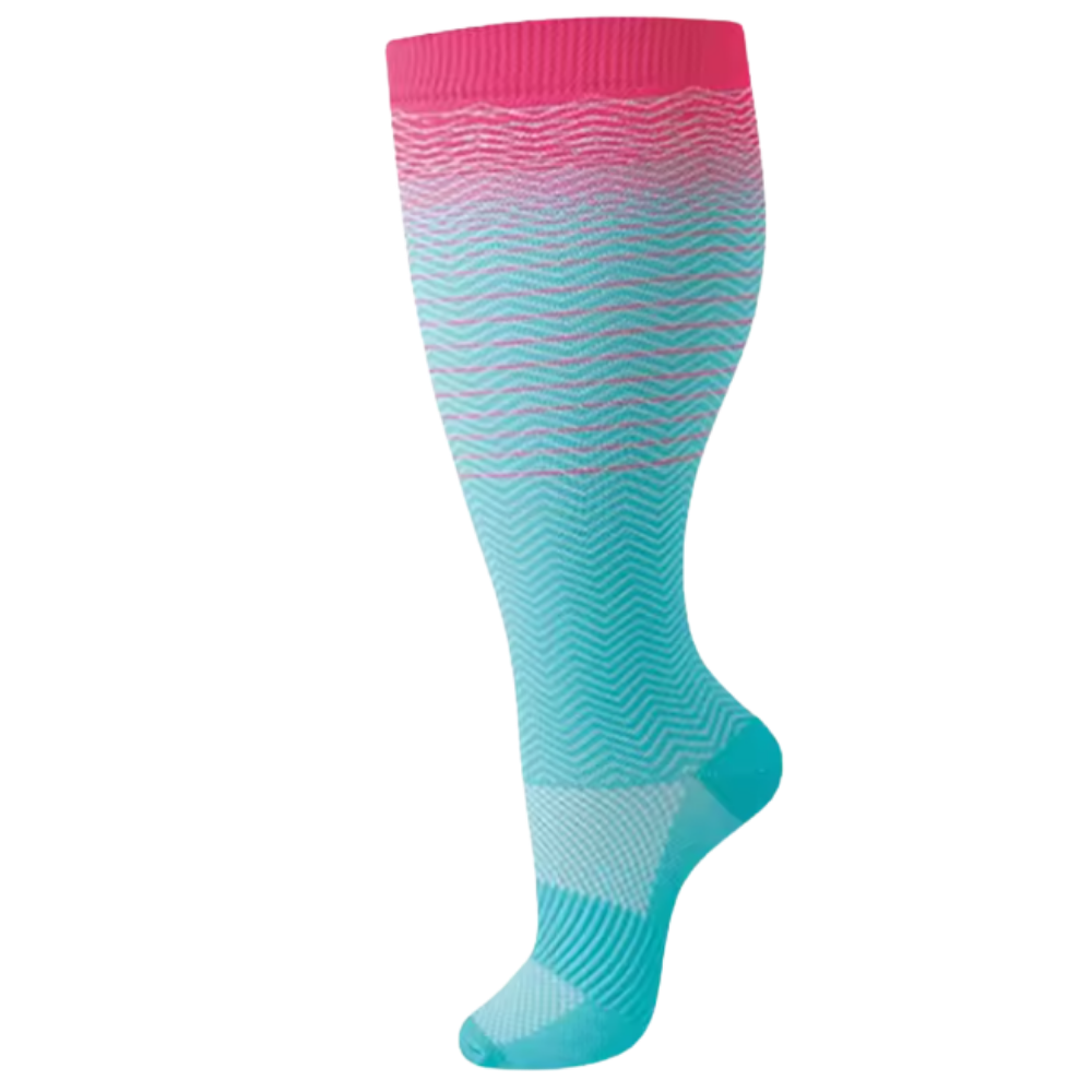 Chaussettes de compression larges et respirantes -Bleu et rose - Ozerty