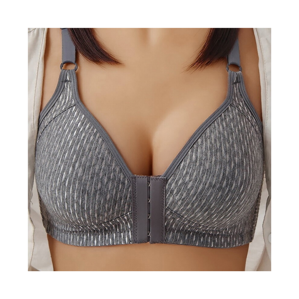 Soutien-gorge push-up grande taille sans fil
 -Gris Coton piqué - Ozerty