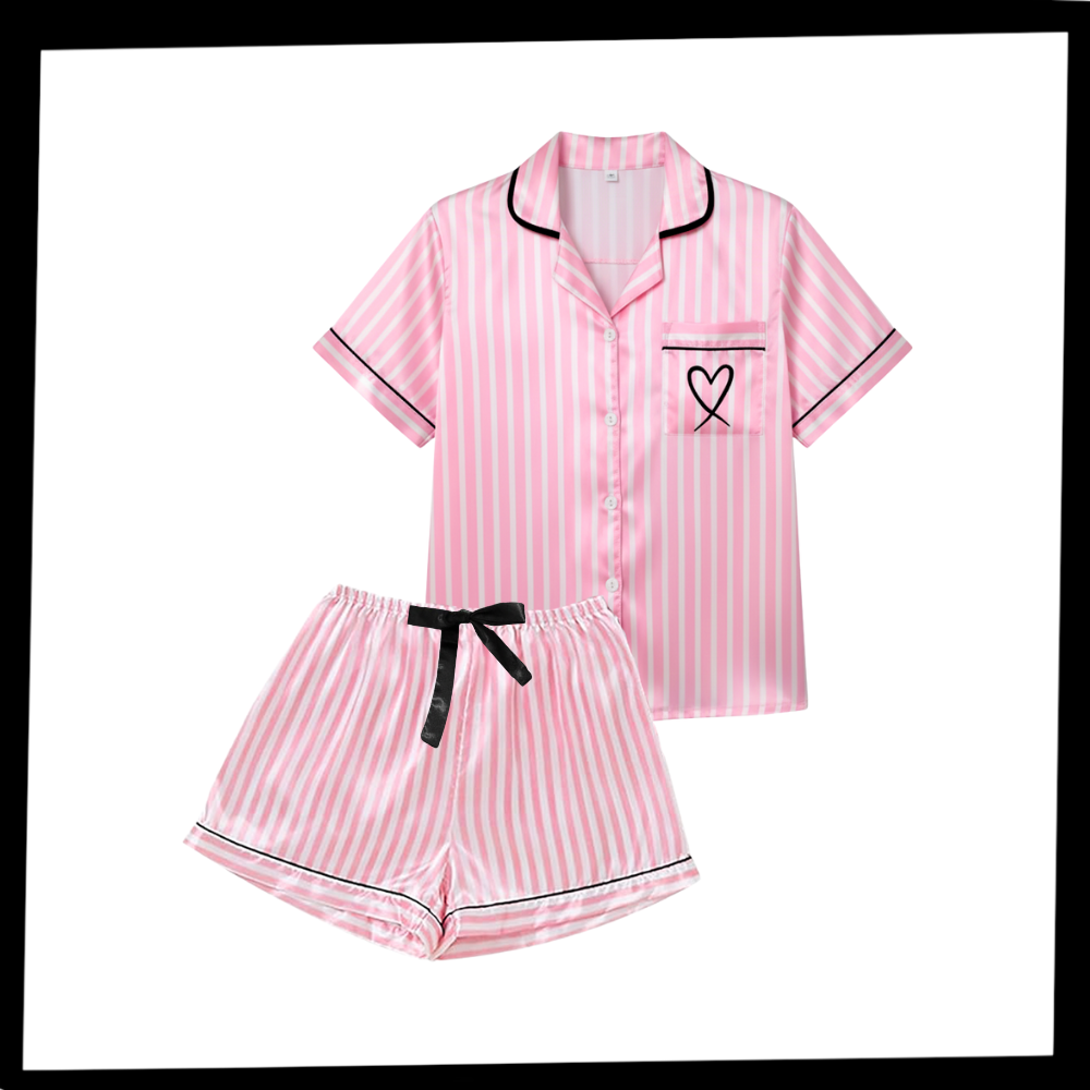Pyjama satiné rose pour femme - Ozerty