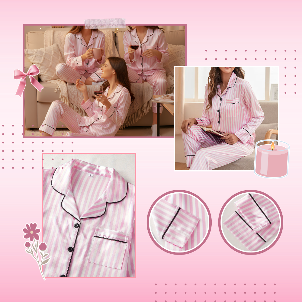 Pyjama satiné rose pour femme - Ozerty