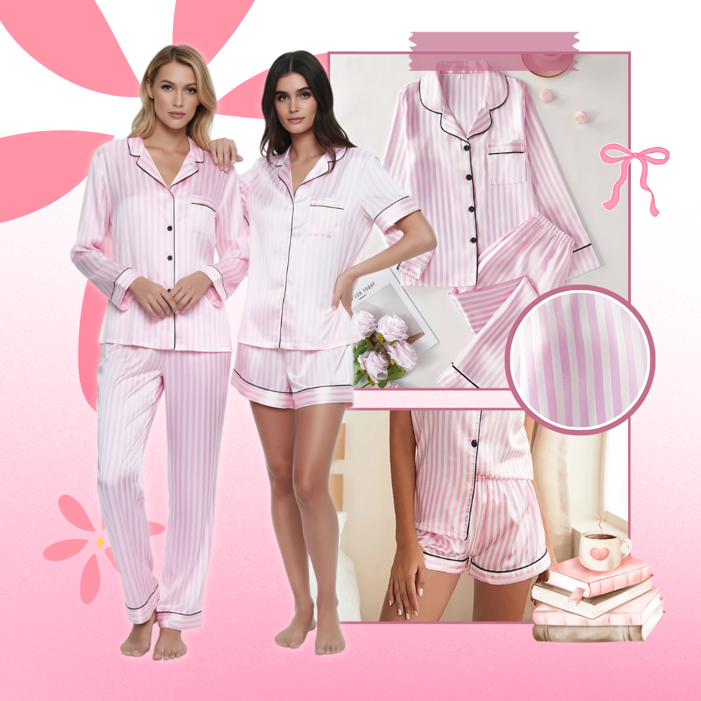 Pyjama satiné rose pour femme - Ozerty