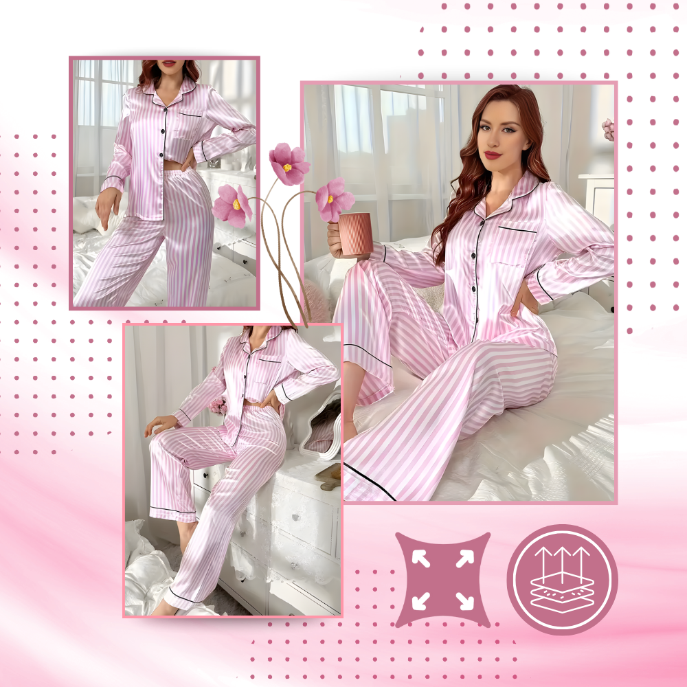 Pyjama satiné rose pour femme - Ozerty