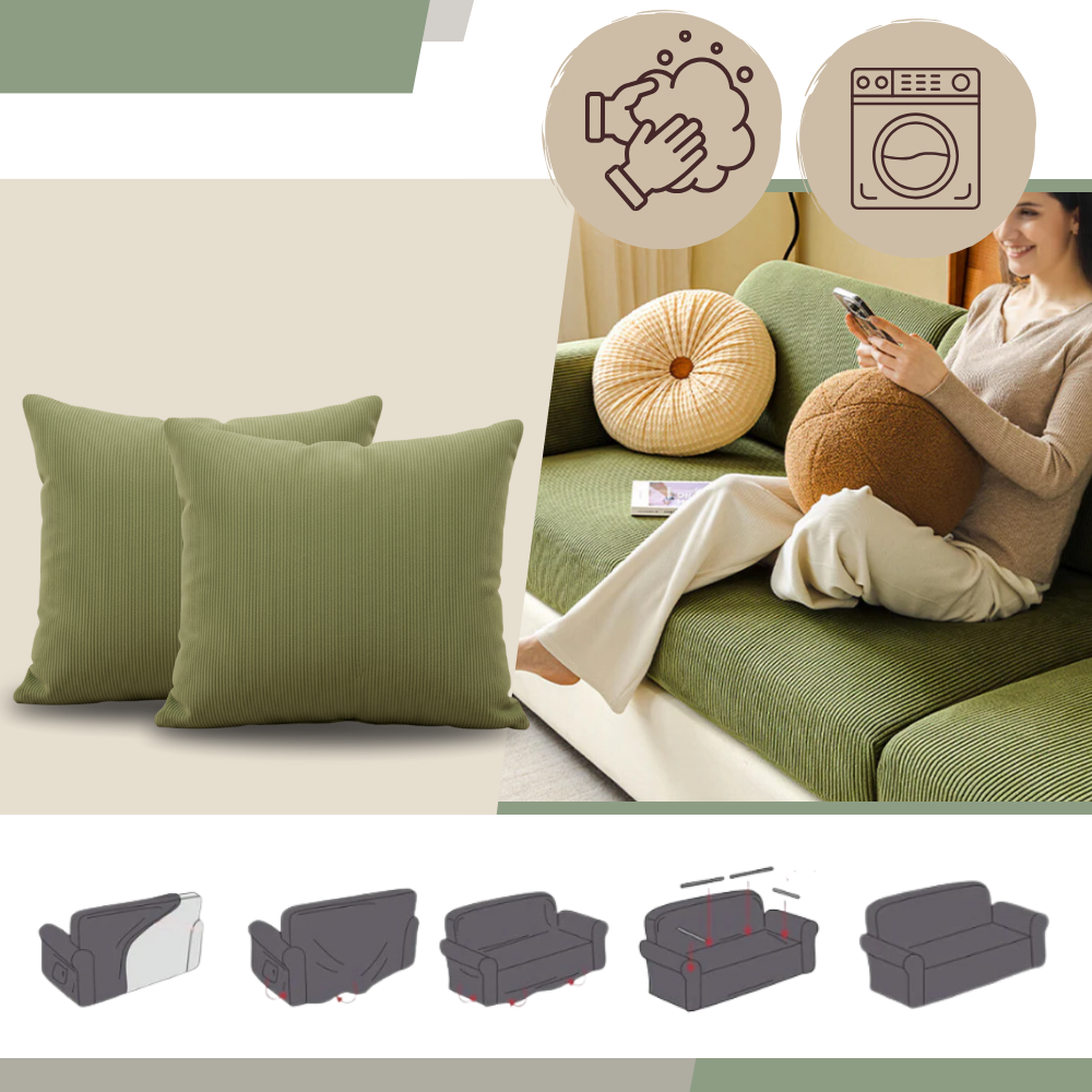 Housse de canapé en velours côtelé infroissable - Ozerty