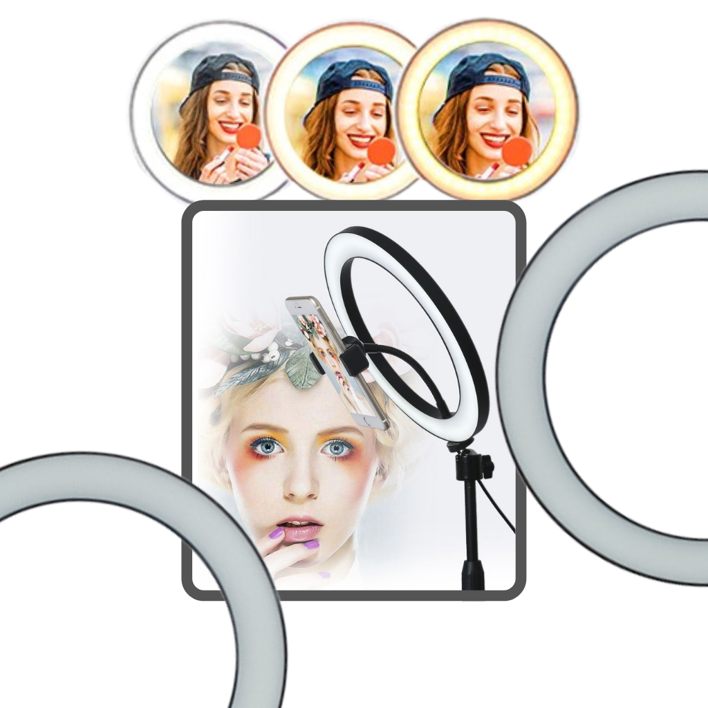 Lampe circulaire à LED de 16 cm avec trépied - Ozerty