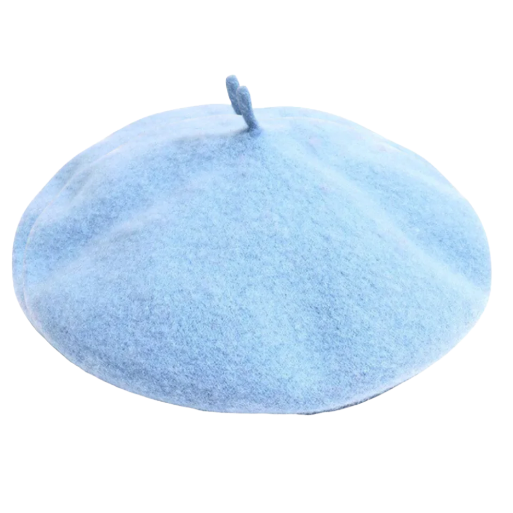 Béret classique en laine pour femme -Bleu/   - Ozerty