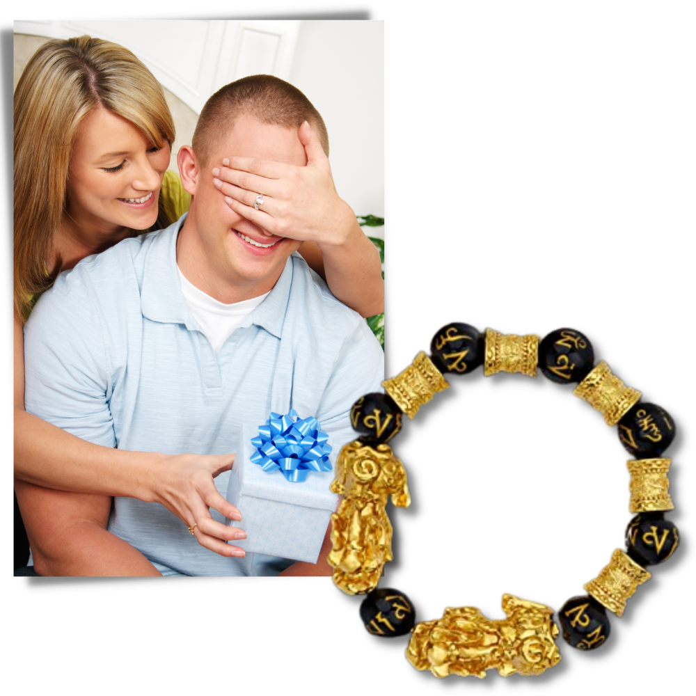 Bracelet en obsidienne noir et doré - Ozerty