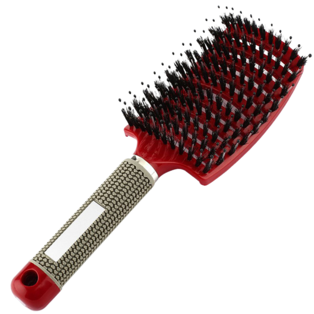 Brosse à cheveux massante en poils de sanglier -Rouge/ - Ozerty