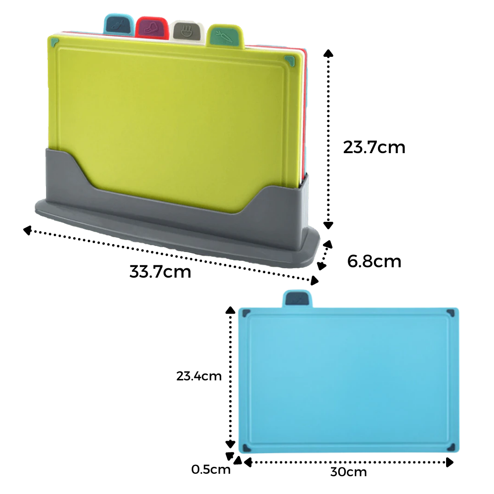 Set de 4 planches à découper avec support - Ozerty