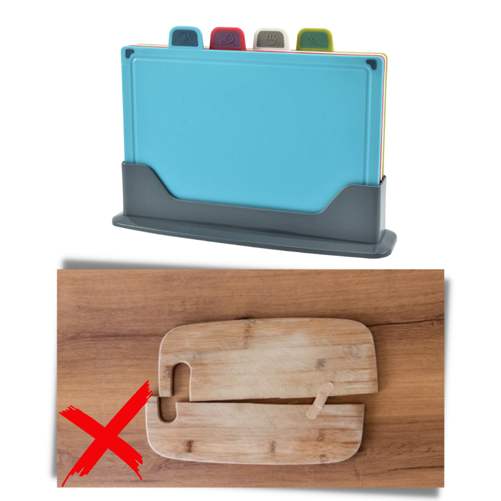 Set de 4 planches à découper avec support - Ozerty