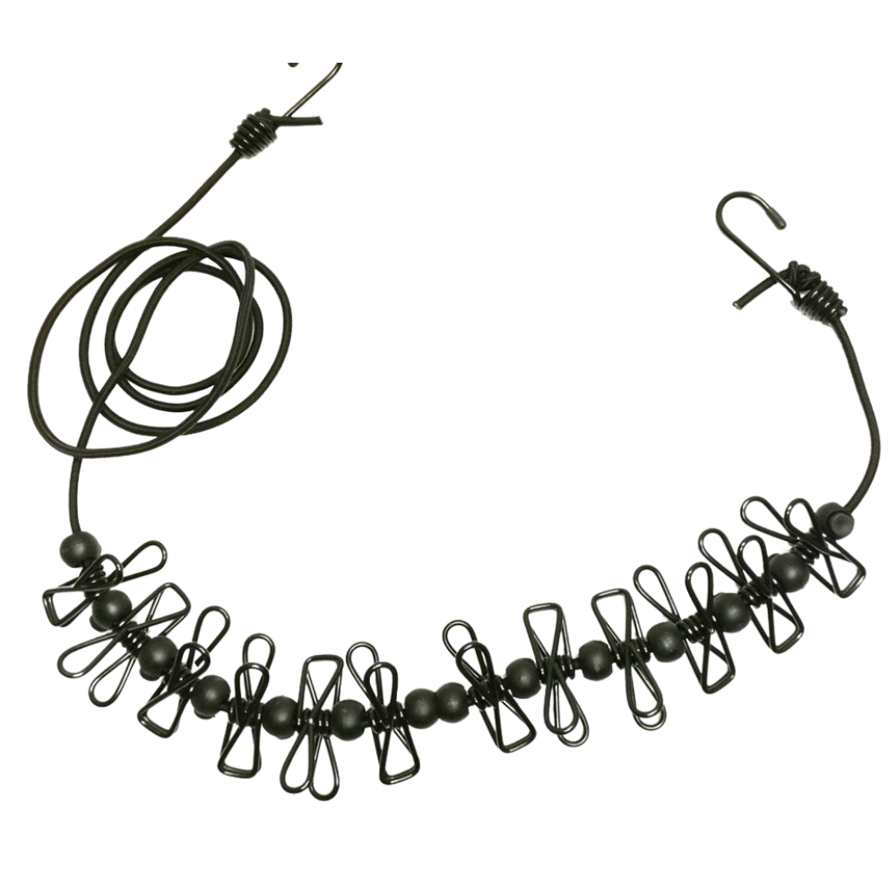 Corde à linge de camping extensible (4m) -Noir/ - Ozerty