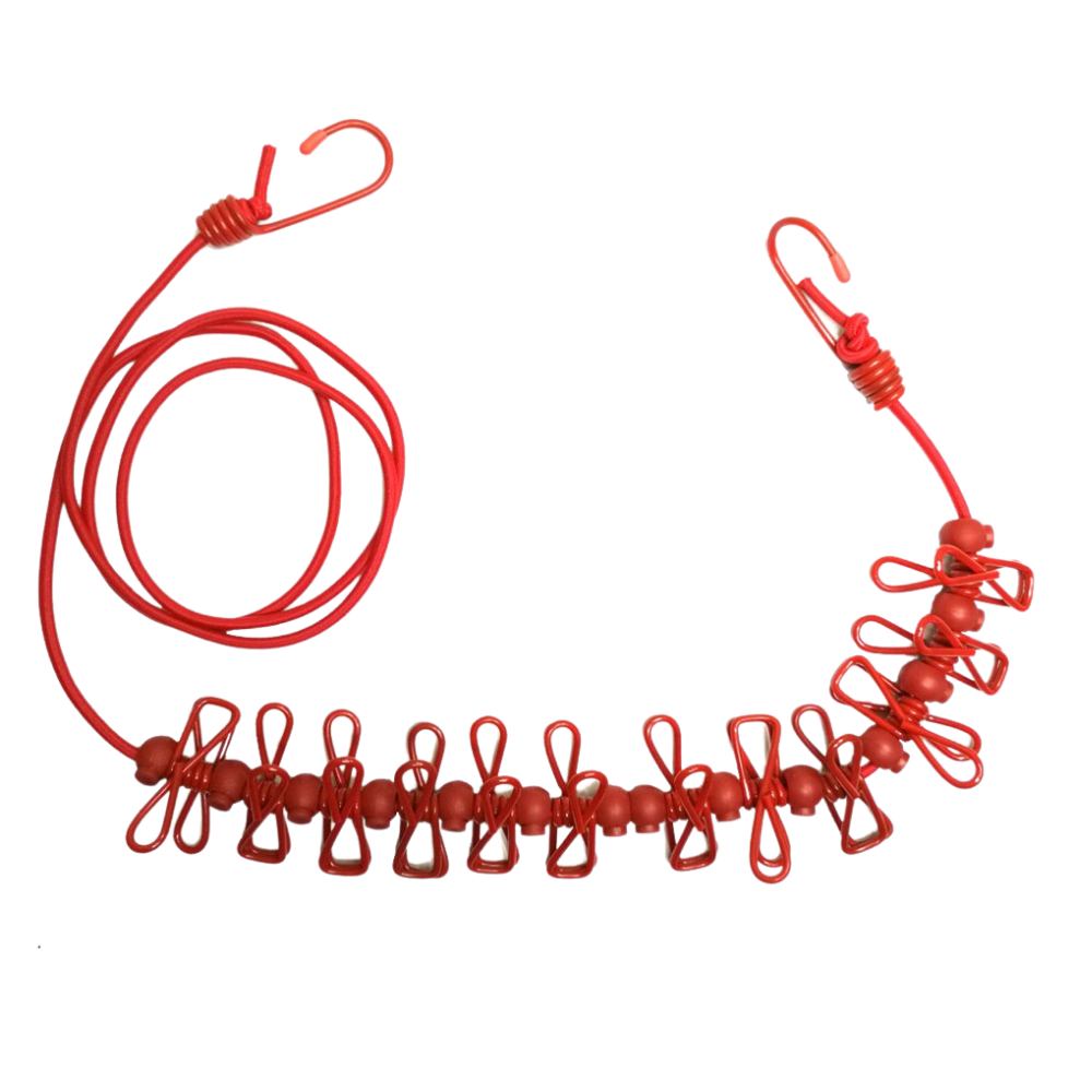 Corde à linge de camping extensible (4m) -Rouge/ - Ozerty