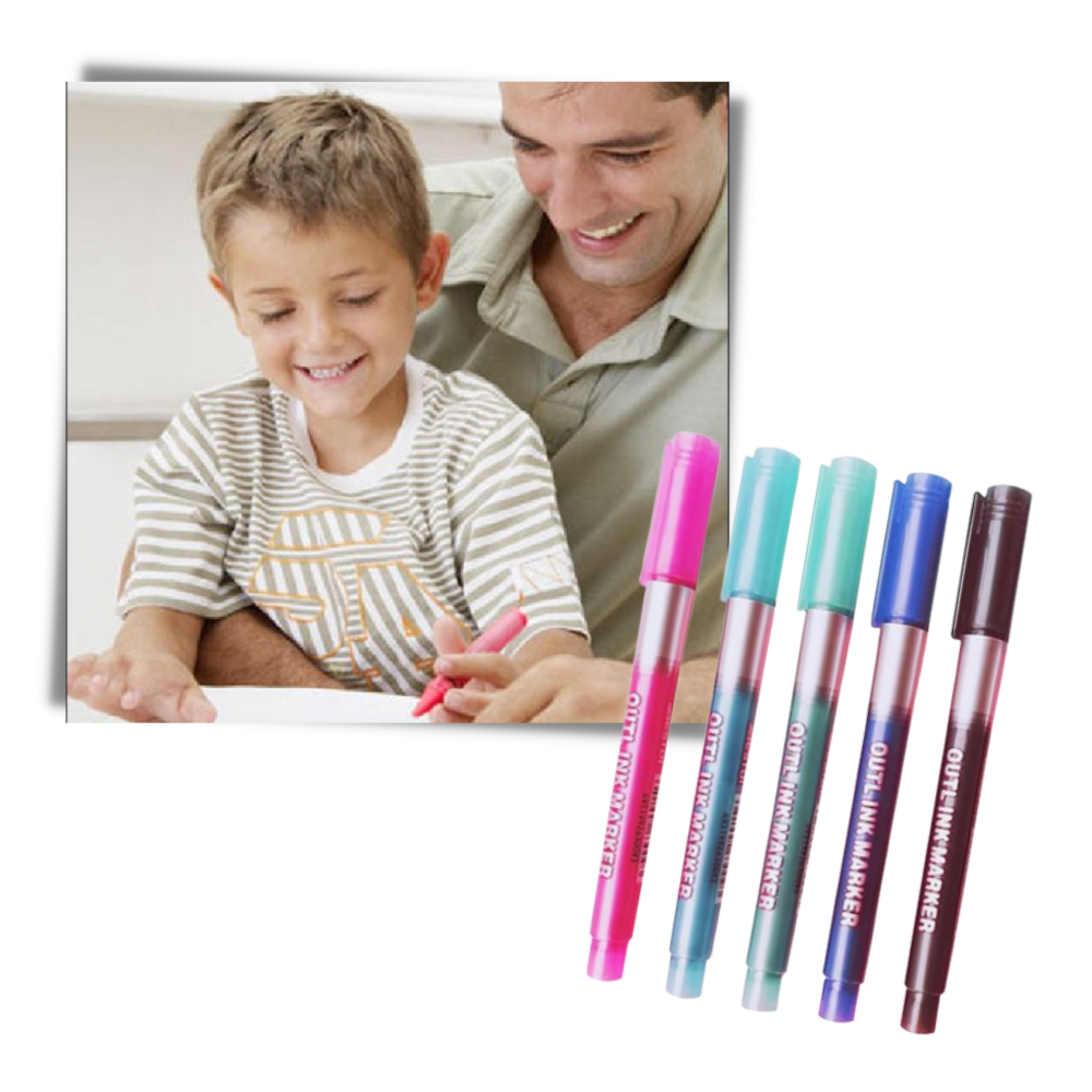 Lot de 8 marqueurs double ligne - Ozerty