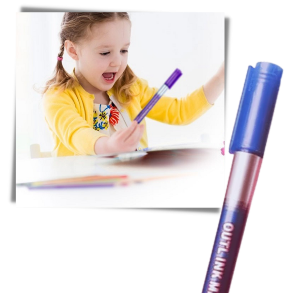 Lot de 8 marqueurs double ligne - Ozerty