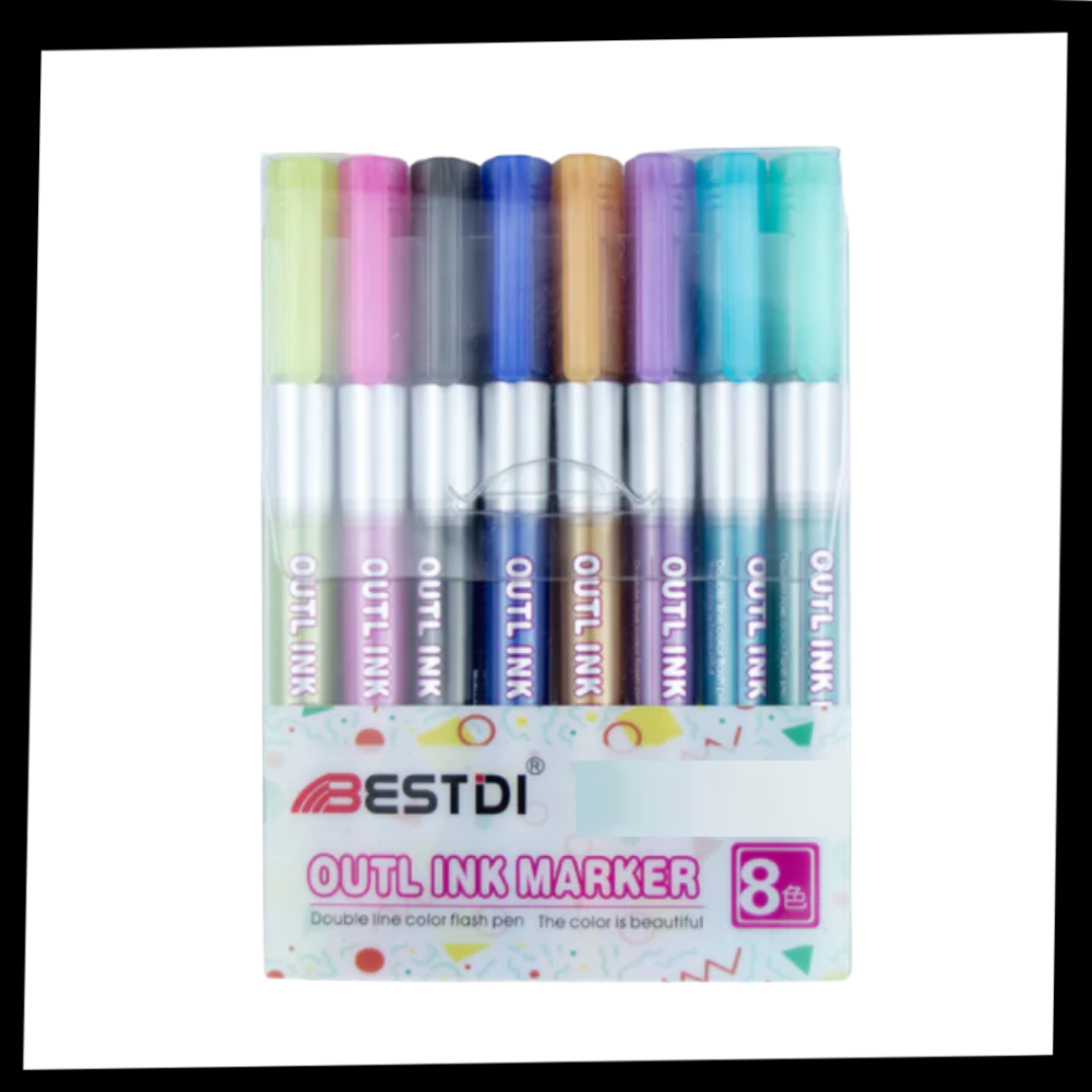 Lot de 8 marqueurs double ligne - Ozerty