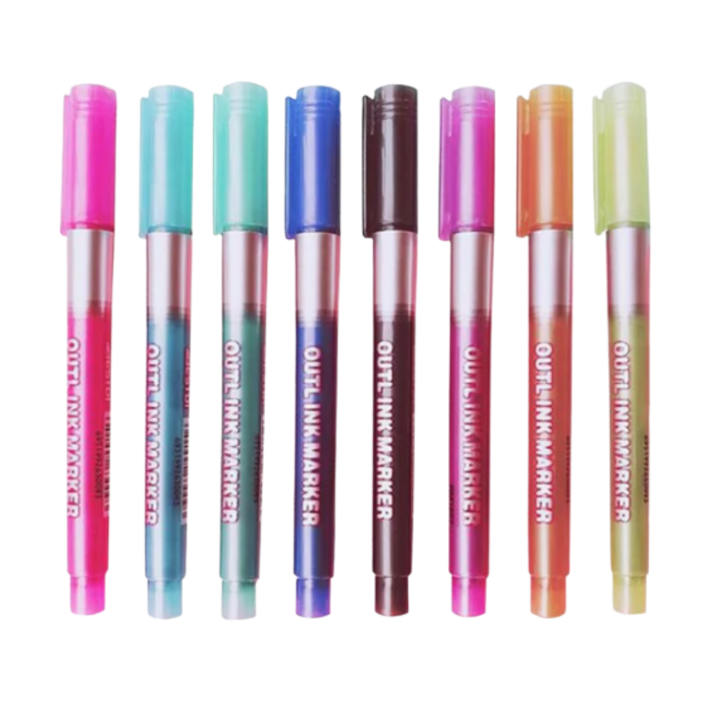 Lot de 8 marqueurs double  ligne - Ozerty