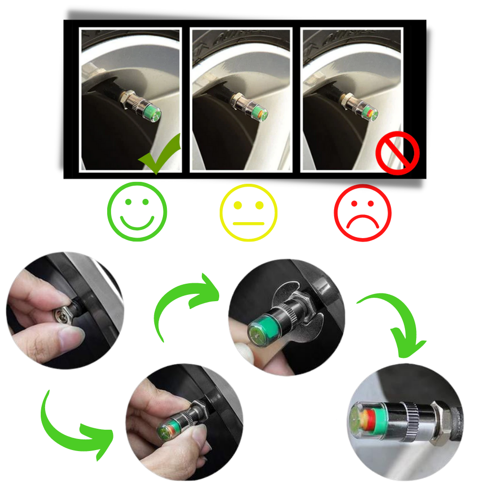 Lot de 4 capteurs de pression des pneus de voiture - Ozerty