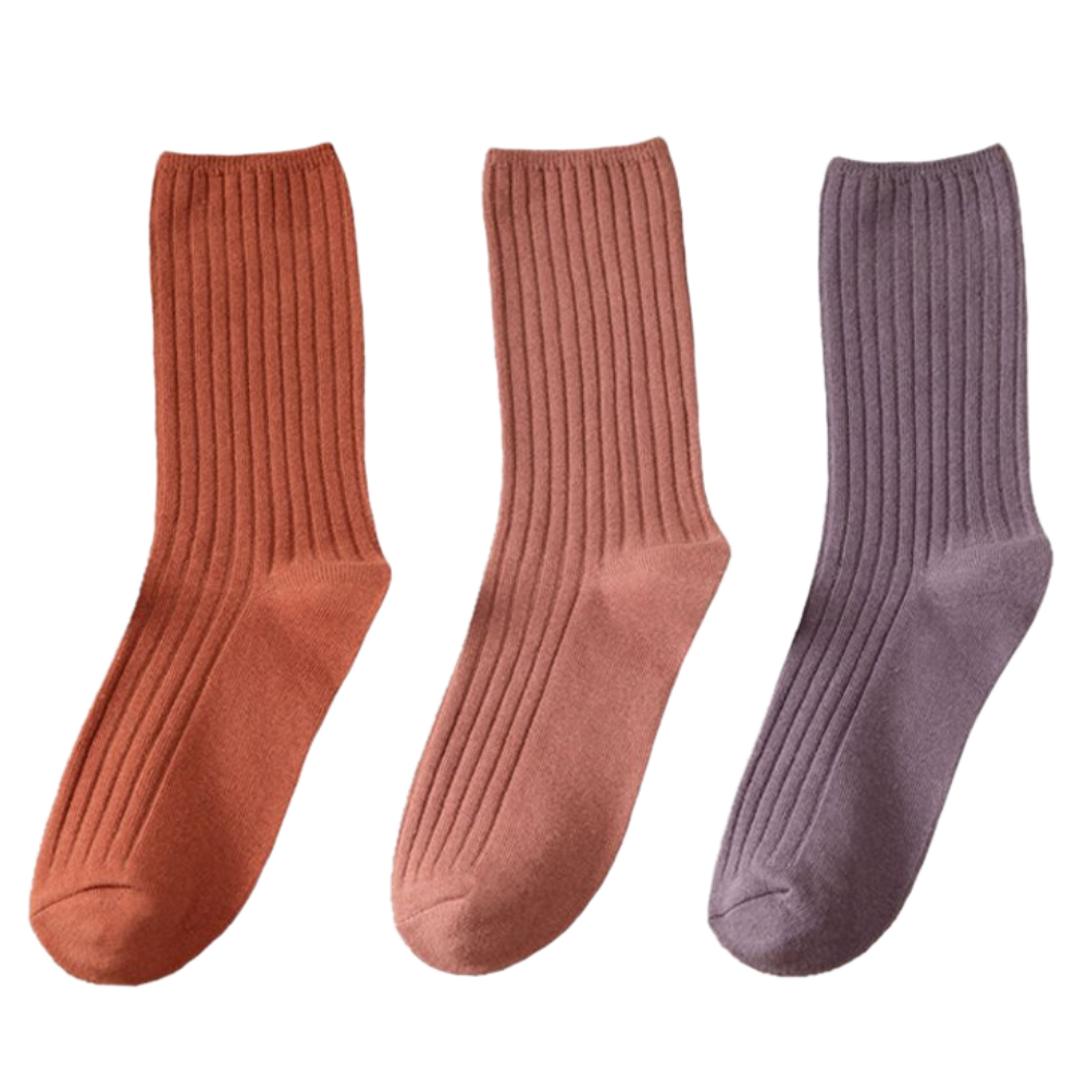 3 Paires de chaussettes côtelées en coton pour femmes -N/ - Ozerty
