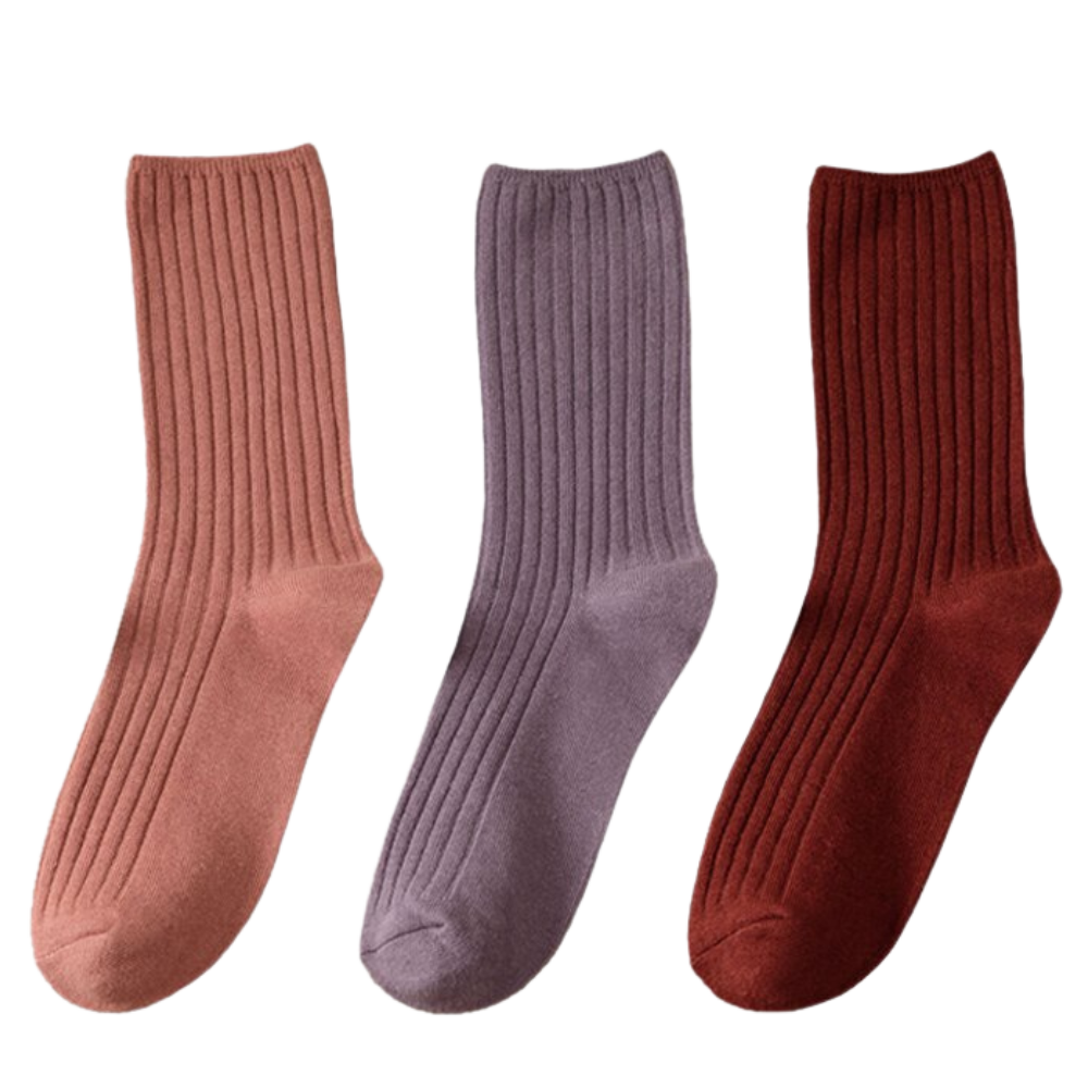 3 Paires de chaussettes côtelées en coton pour femmes -M/ - Ozerty