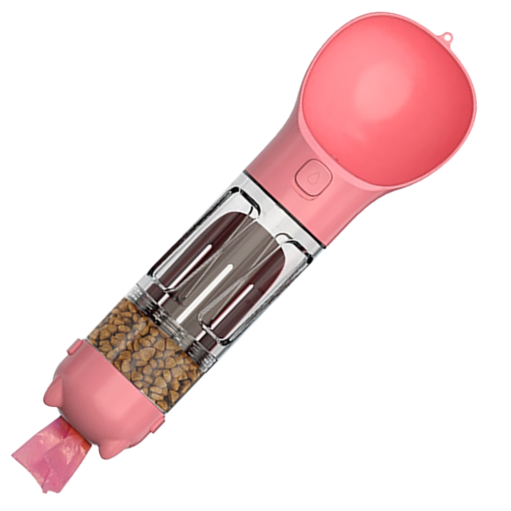 Bouteille distributrice d'eau et de nourriture pour animaux -Rose/300 ml - Ozerty