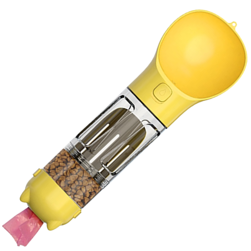 Bouteille distributrice d'eau et de nourriture pour animaux -Jaune/300 ml - Ozerty