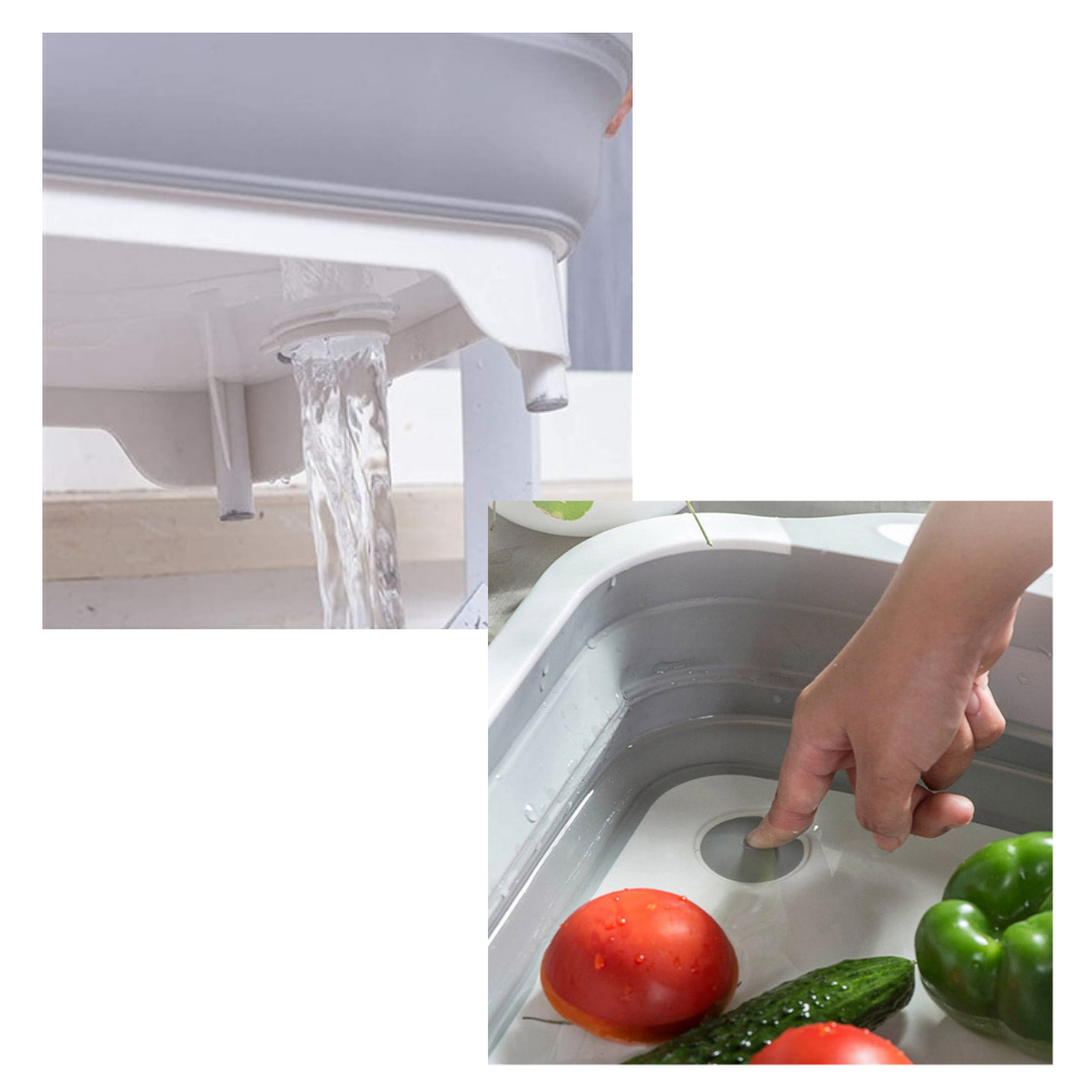 Planche à découper pliable avec panier - Ozerty, Poubelle suspendue polyvalente - Ozerty