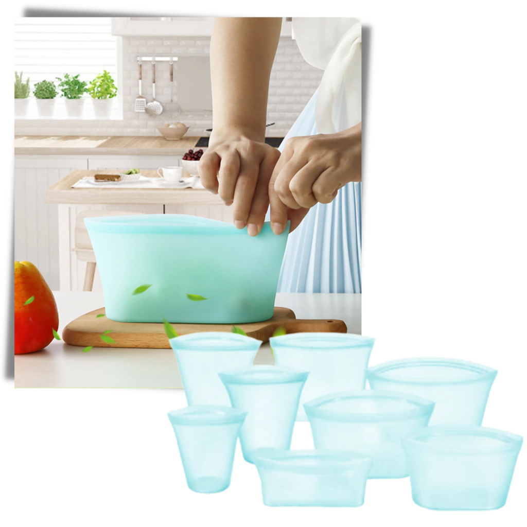 Lot de 8 sacs réutilisables en silicone pour aliments - Ozerty