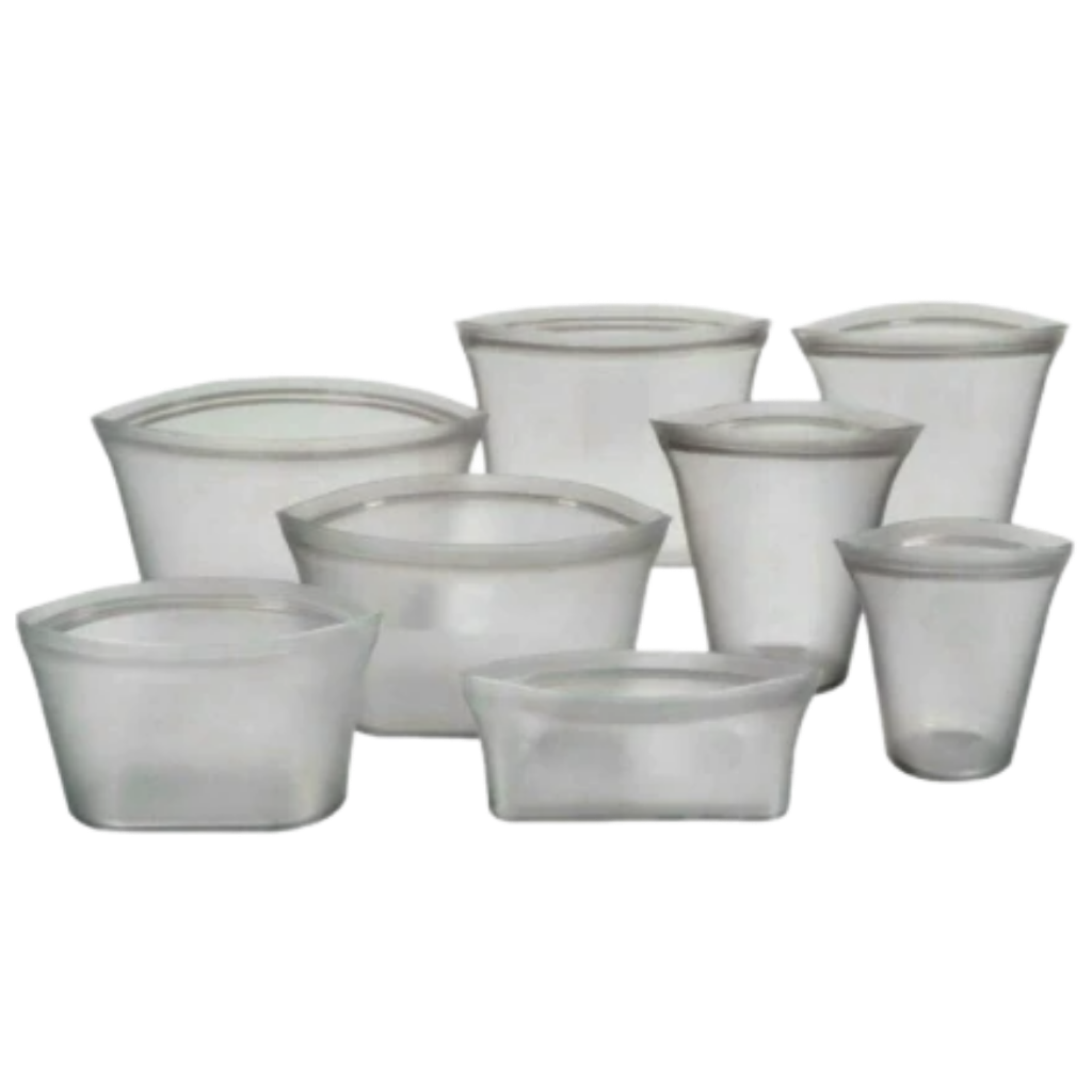 Lot de 8 sacs réutilisables en silicone pour aliments -Gris/ - Ozerty